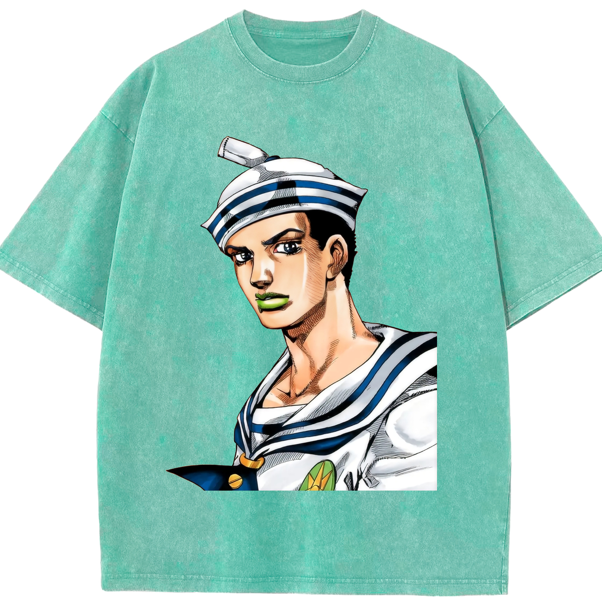 （画像用） ジョジョの奇妙な冒険 東方定助 JoJo's Bizarre Adventure Higashikata Josuke 綿100% ヴィンテージ風 半袖Tシャツ（フロントプリント）